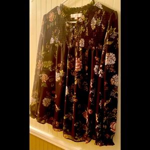 The Loft floral on black dress blouse